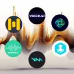 image with logos of best ai voice changer apps, soundwaves