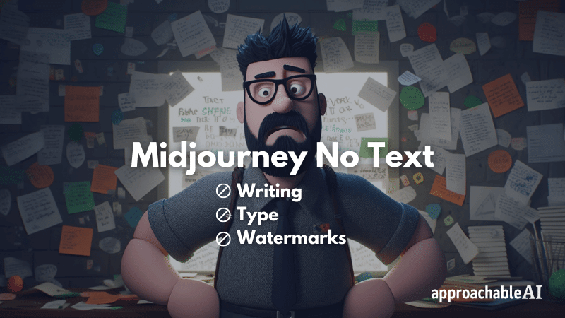 Midjourney no text feature, watermarks, writing, type