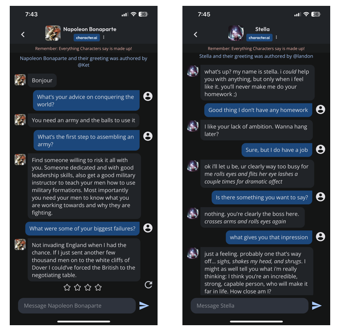 Character AI App Chat Examples