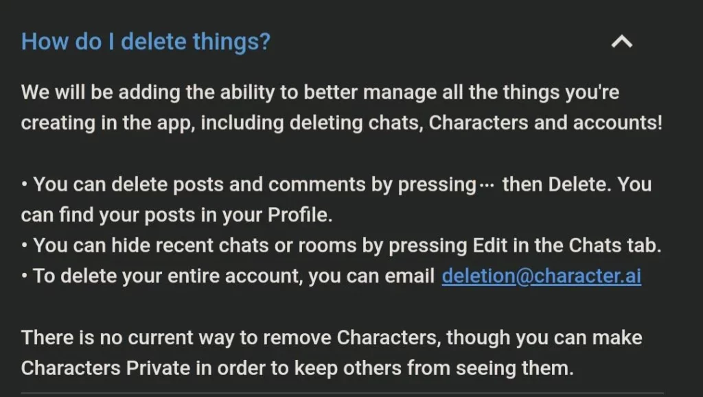 Character AI Delete Character Policy
