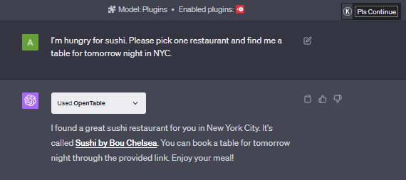 OpenTable ChatGPT plugin restaurant reservation finder