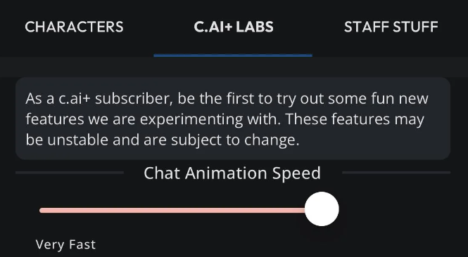 Character AI Labs Chat Animation Speed